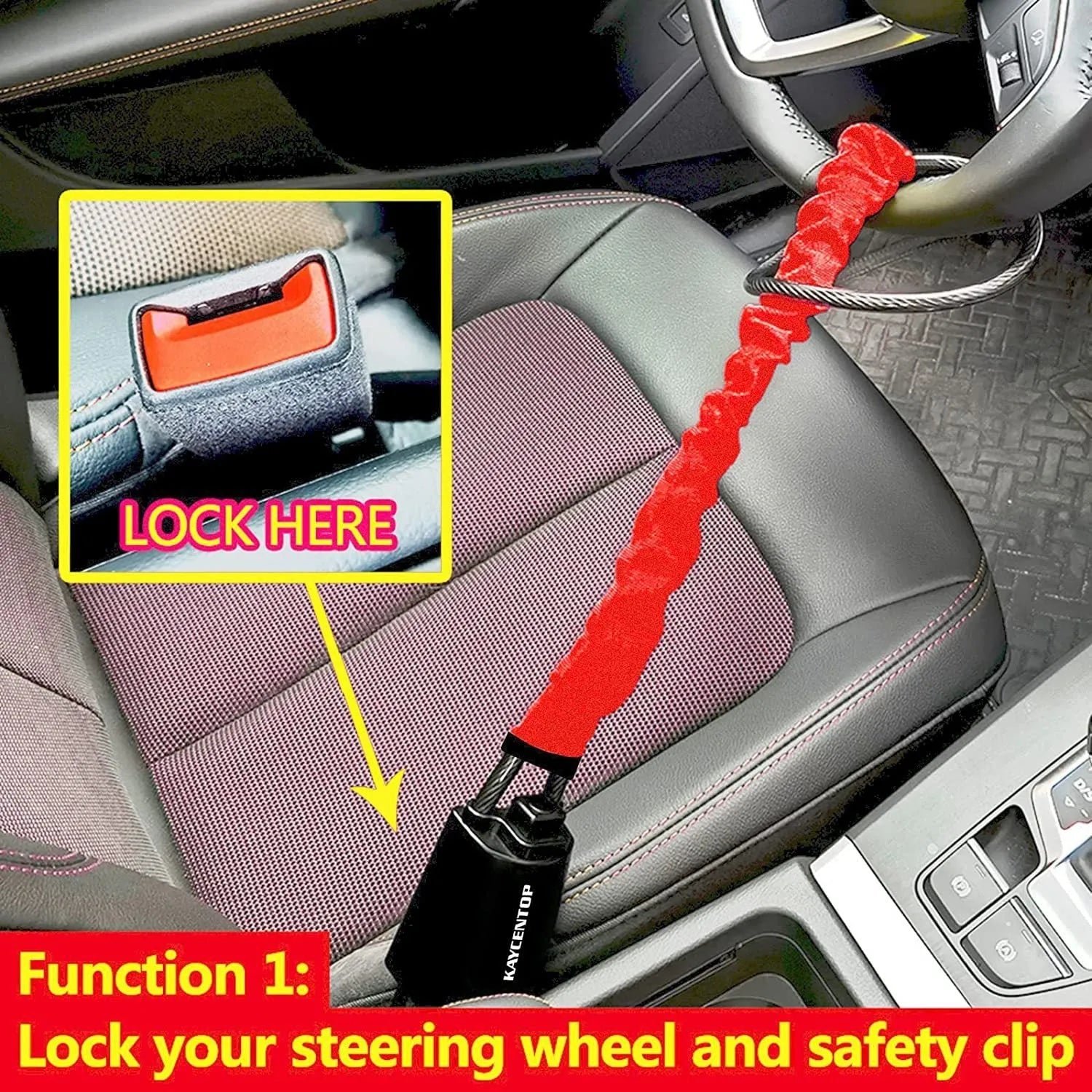 Red iron steering wheel anti-theft lock for General Motors cars with copper lock core