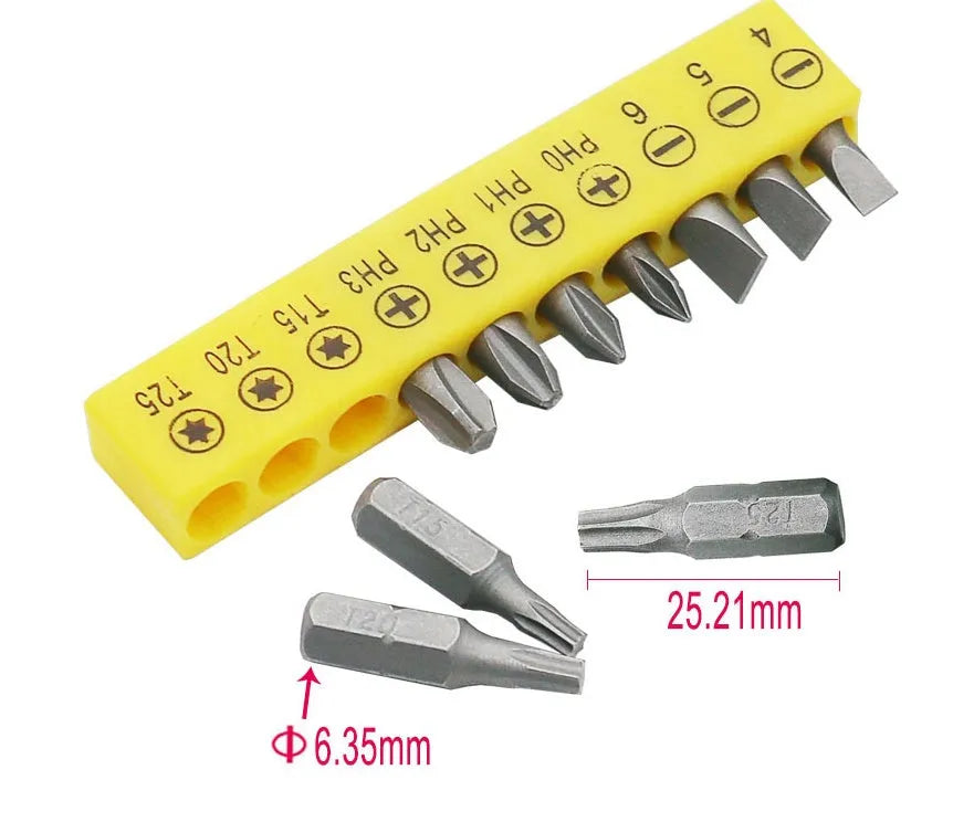 L-shaped double-ended socket wrench with ten drill bits for mechanical work