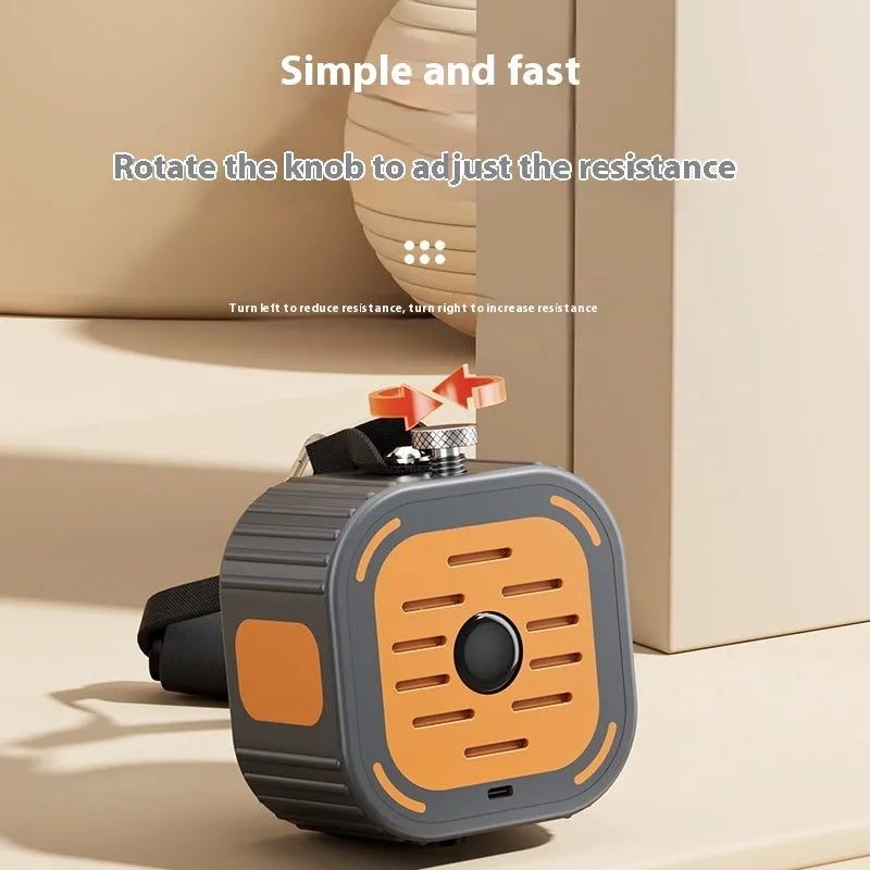 Adjustable power pump chest expander in vibrant orange or navy blue, showing ABS construction and handles.