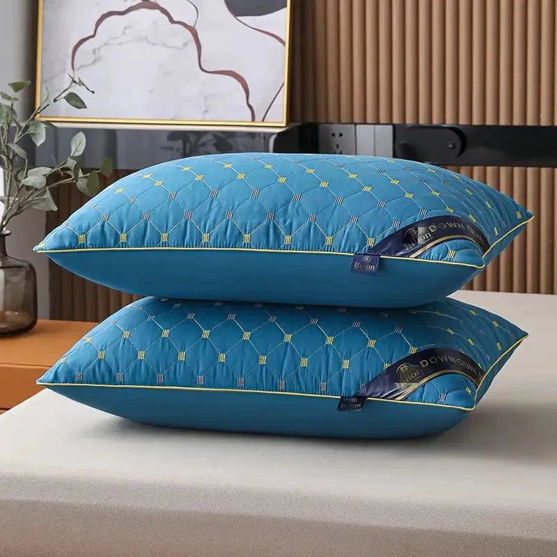 Polyester pillow core shown in light blue argy wormwood pattern, with size and weight options displayed.