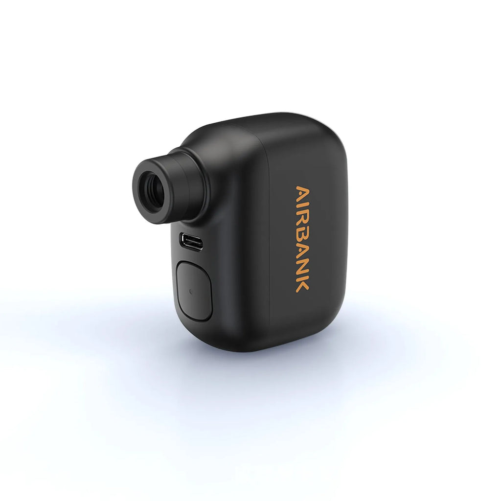 Black AS100 electric bike pump with USB cable and waterproof bag