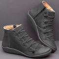 Women's casual ankle booties with wedge heel and round toe in artificial PU material
