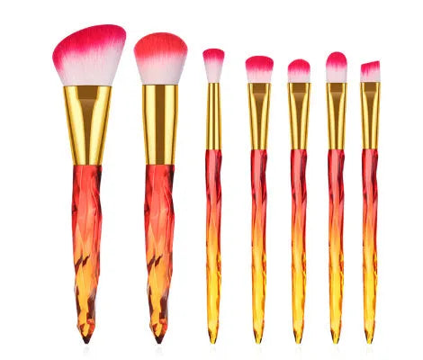 Ten crystal handle foundation brushes with synthetic bristles in four colour options