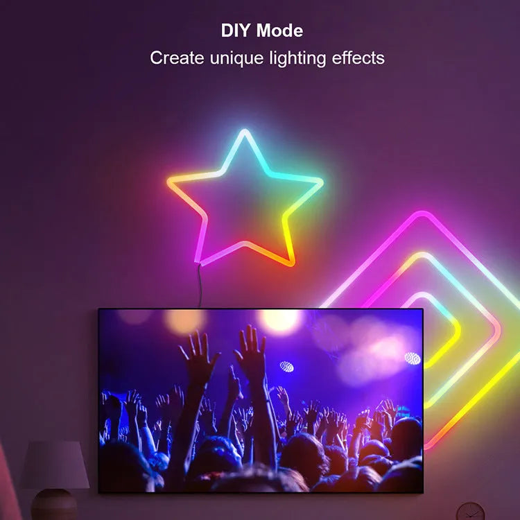 3-metre USB-powered RGB neon light strip with remote control showing music sync capability