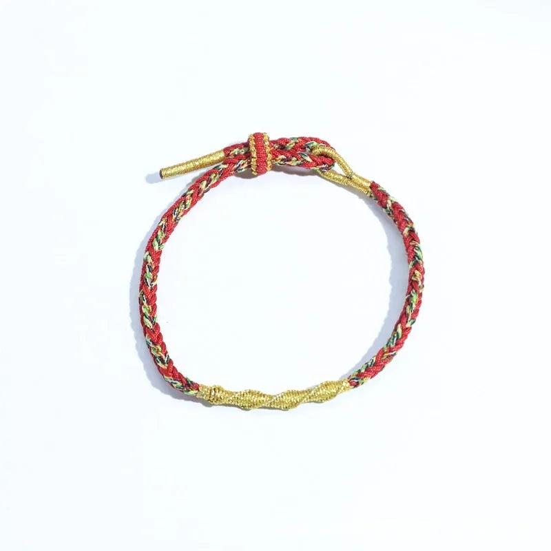 Adjustable eight-strand woven hand strap in multiple zodiac-inspired colours, showing the sliding length adjuster.