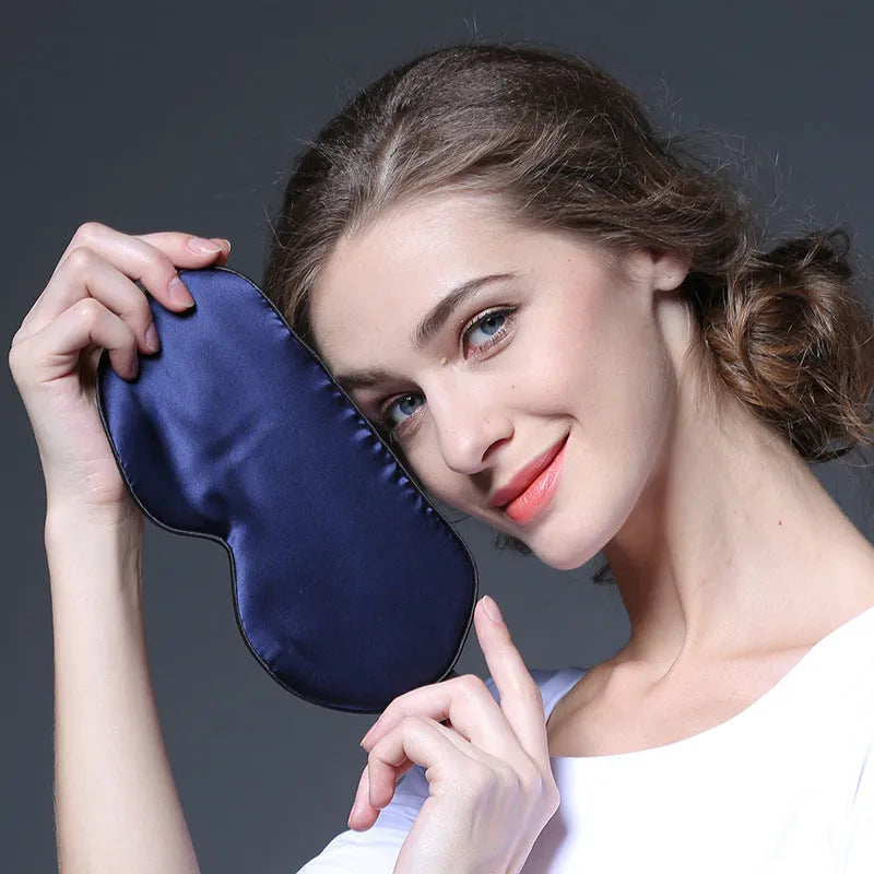 Double-sided mulberry silk eye mask showing embroidered design in multiple colour options
