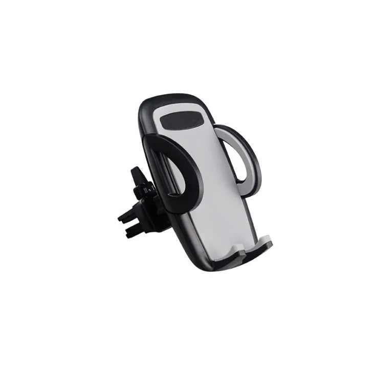 Black plastic car air conditioning vent mobile phone holder mounted on vehicle dashboard