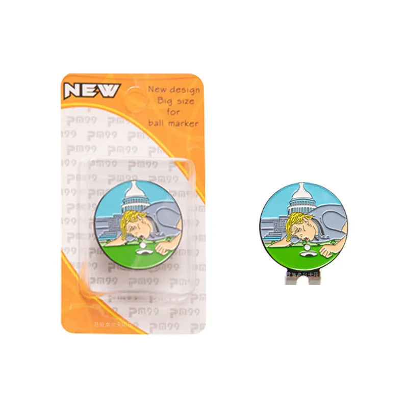 Close-up of a zinc alloy golf hat clip showing a detailed Dragon Year decorative pattern on its metal surface.