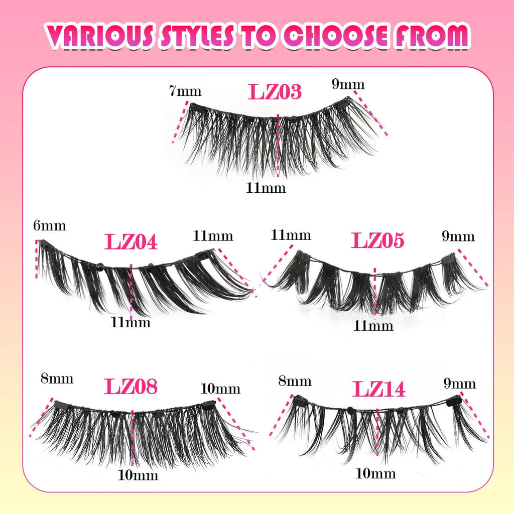 Reusable waterproof false eyelashes with glue-free application in artificial fibre