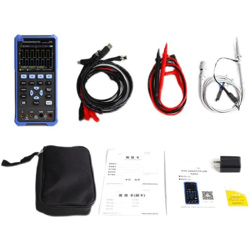 Handheld digital oscilloscope with probes and accessories for automotive electronics testing