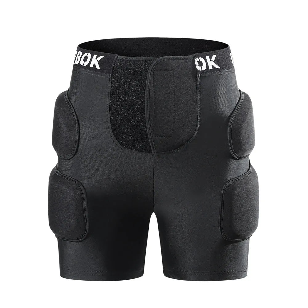 Black spandex hip protector pad with NBR foam for roller skating and skateboarding safety.
