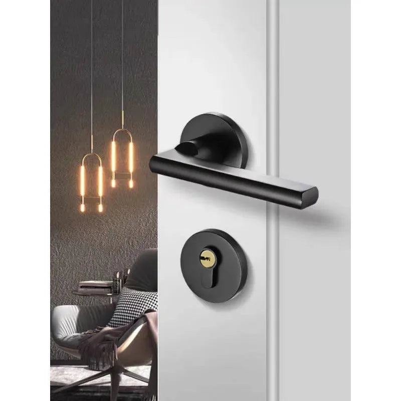 Aluminium alloy split magnetic door lock handle for indoor timber doors