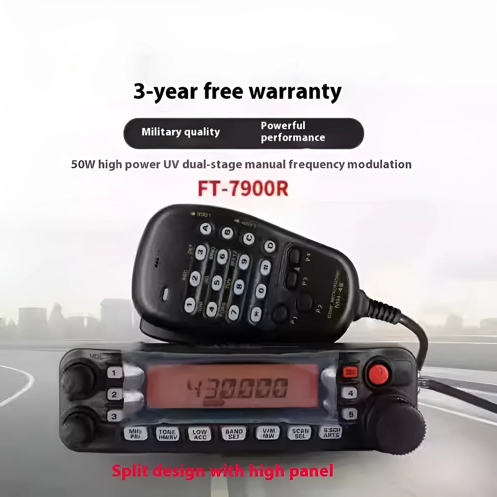 Car-mounted walkie-talkie unit for self-driving tours with optional 507 antenna and universal clamp.