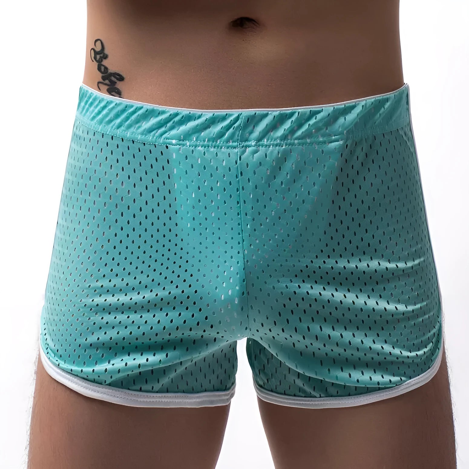 Men's breathable cotton blend boxer shorts in black, shown flat.
