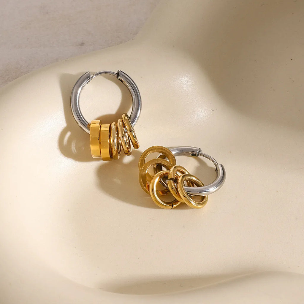 Gold electroplated stainless steel earrings with contemporary ins-style design