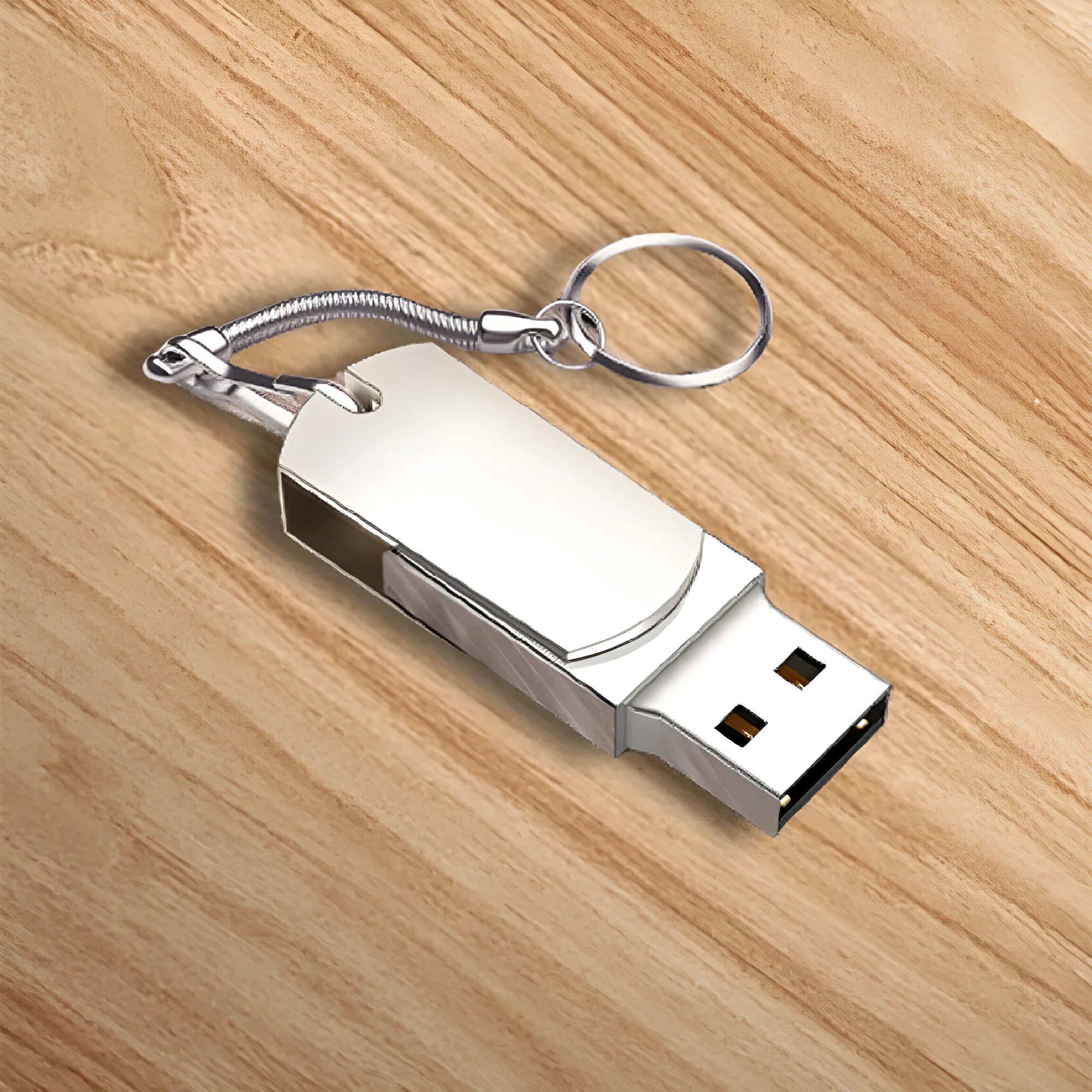 Small white metal USB 3.0 flash drive with a rotating cap, showing 16GB capacity.