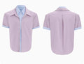 Men's loose fit striped contrast patchwork shirt top with bright thread decoration, water-washed polyester, long sleeves, available in multiple colours