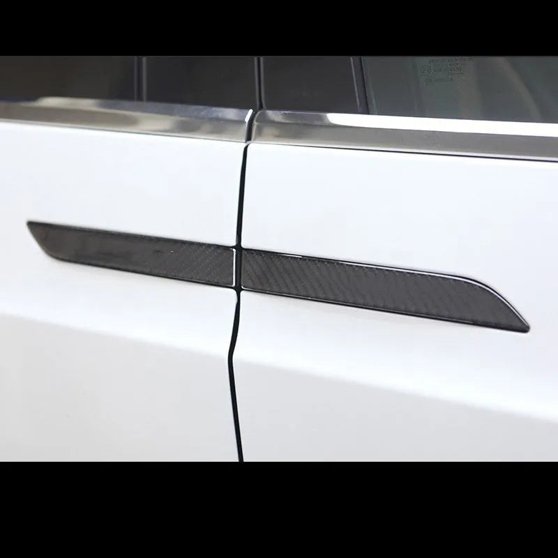 Carbon fibre door handle protection stickers for Tesla Model S with drip pattern texture