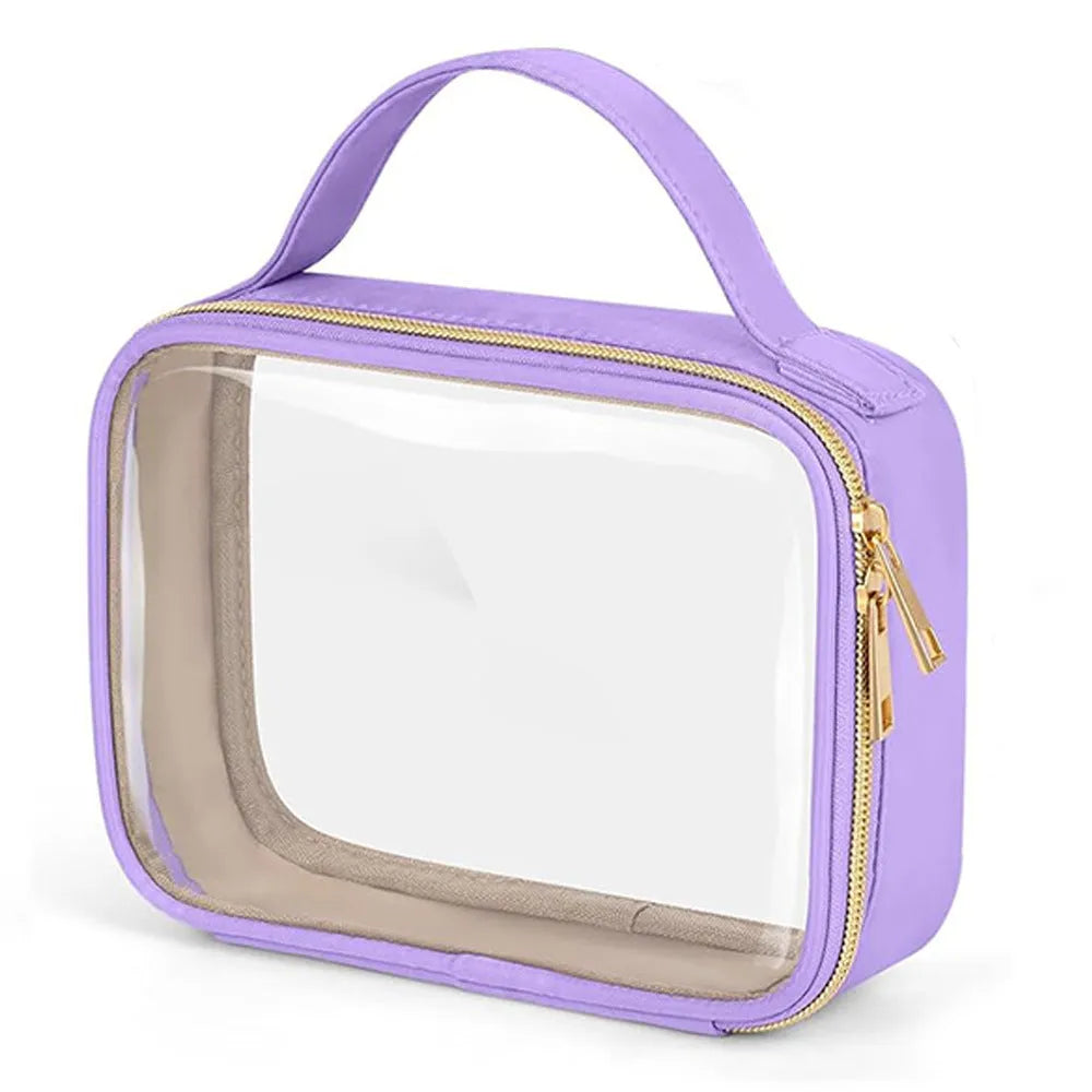 Transparent PVC lipstick wash bag with chain closure in assorted colours
