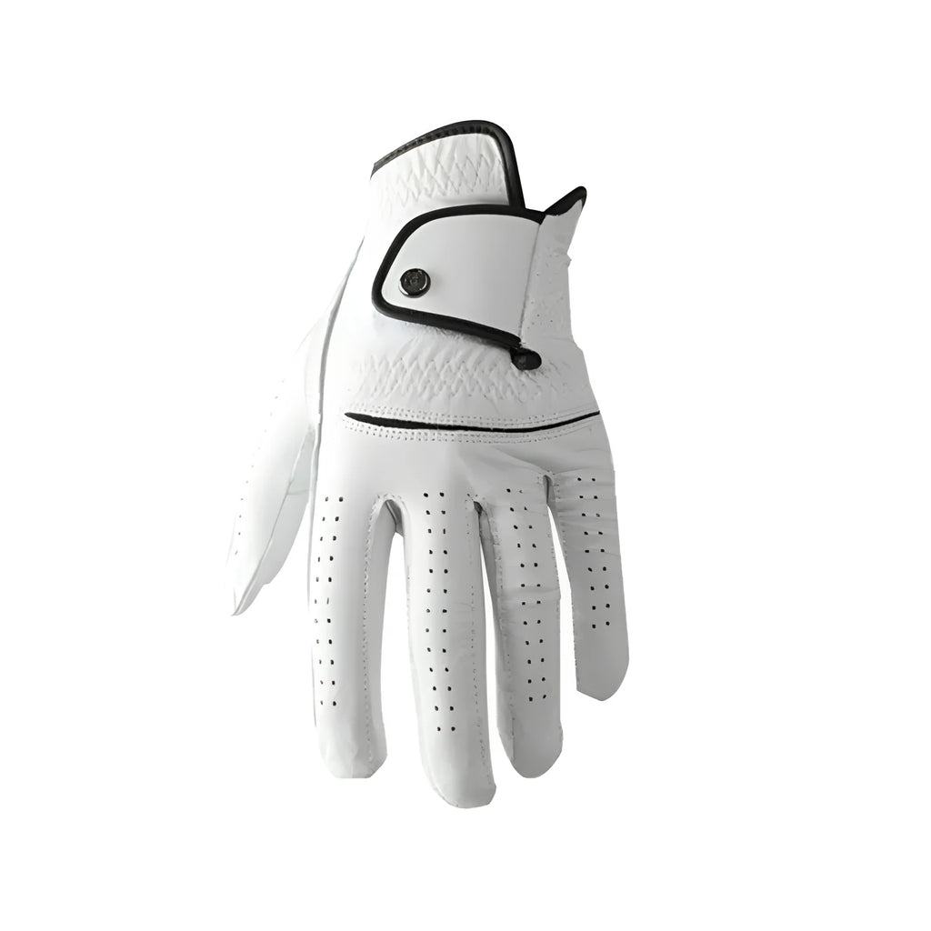 White half sheepskin golf glove for men with non-slip grip