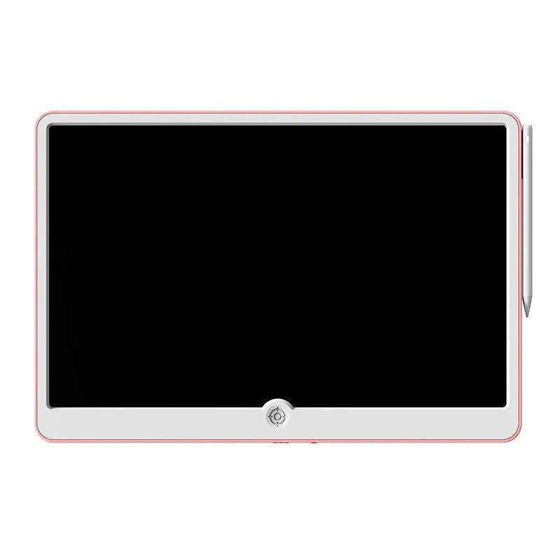 19-inch rechargeable LCD children's drawing board shown in blue and white colour scheme on a table.