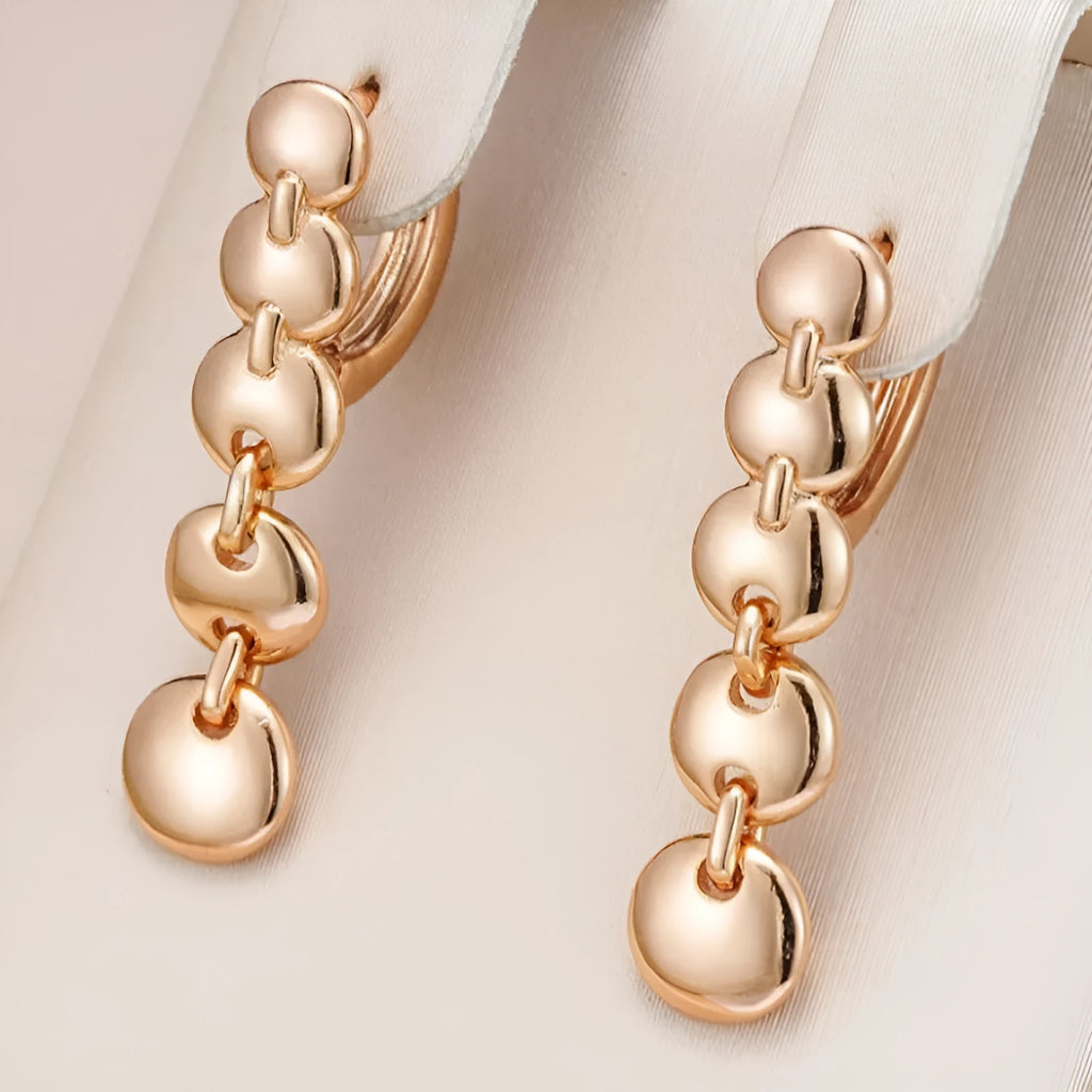 Gold retro woven circle earrings with geometric copper construction