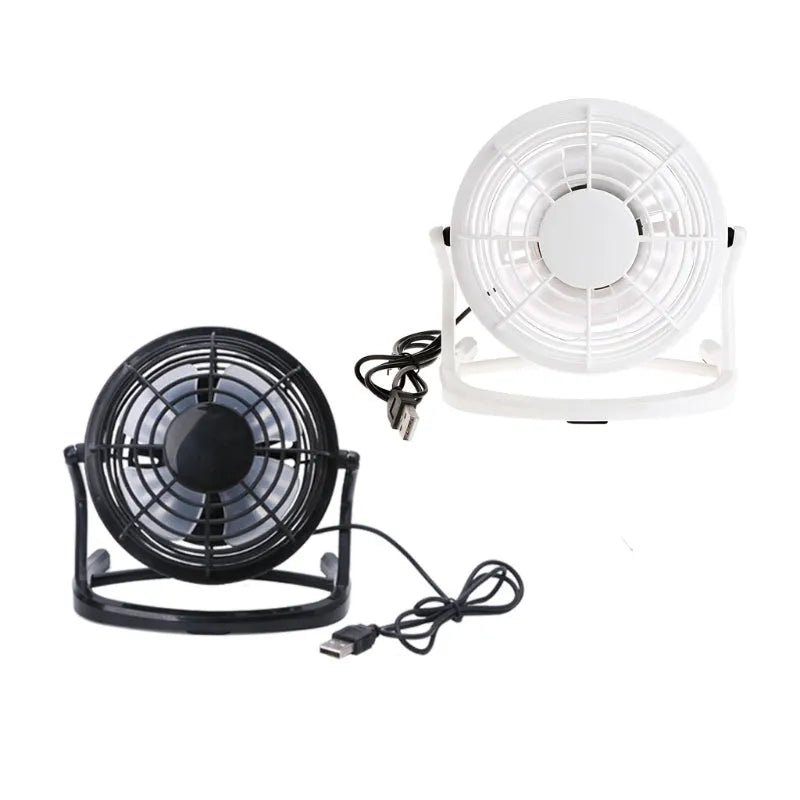 Mini adjustable USB desk fan in black colour with 96mm blades for computer workspace cooling