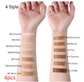 Liquid foundation oil control concealer in a squeeze tube with colour swatches showing 13 shade options