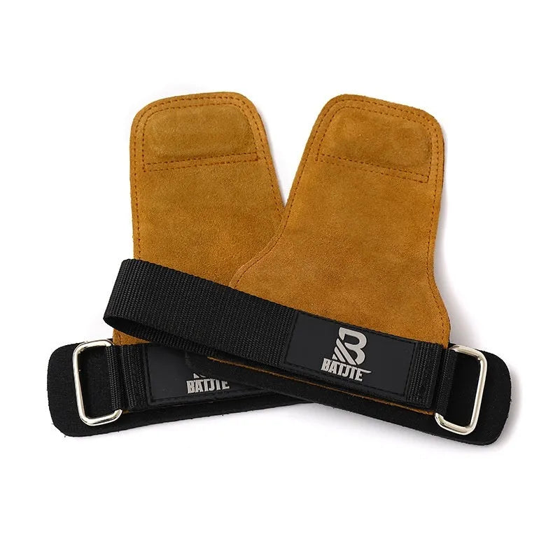Brown fitness wrist protector bands for pull-ups and horizontal bar training