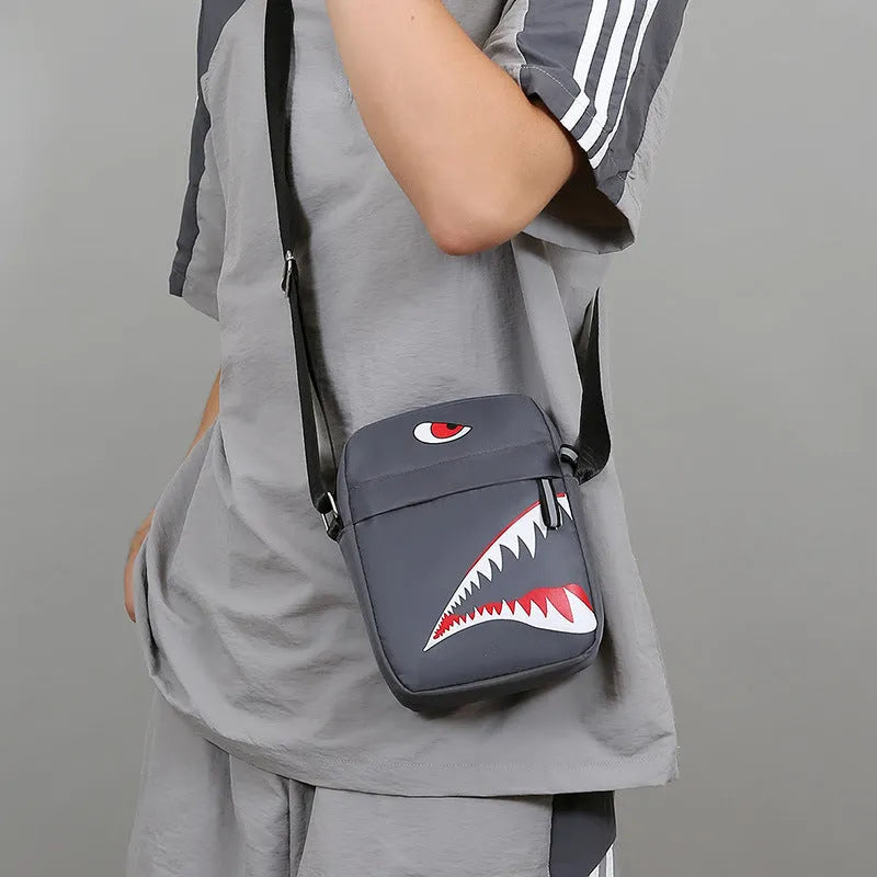Men's small casual shoulder crossbody bag in Oxford cloth with animal pattern print