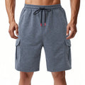 Terry fabric cargo shorts with multiple pockets in loose fit design for summer sports activities