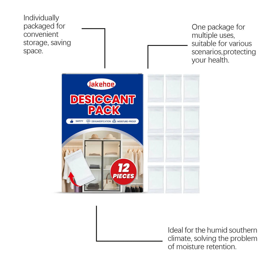 Pack of 12 calcium chloride anti odour desiccant dehumidifiers for household damp control