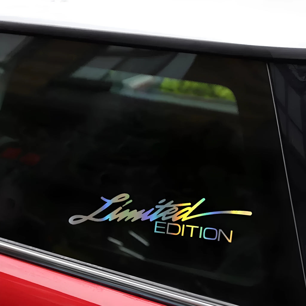 Black laser reflective car sticker with text design on PET vinyl material for vehicle application