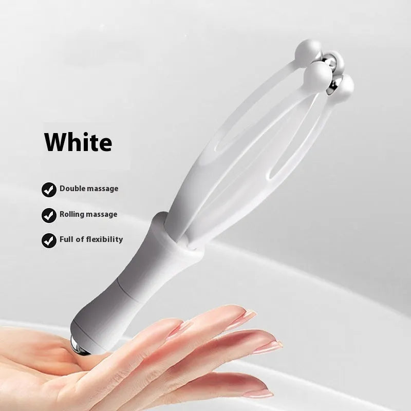 Blue and white finger massager with steel ball rollers for hand joint care