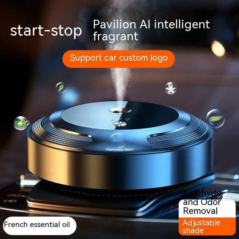 Car perfume diffuser with zinc alloy shell and automatic spray mechanism