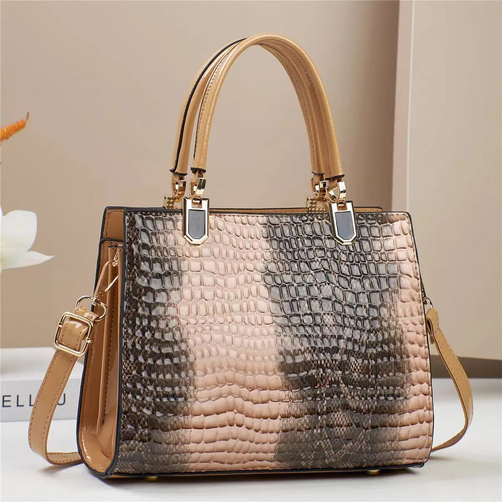 Women's large capacity one shoulder handbag in soft PU leather with internal zip compartments