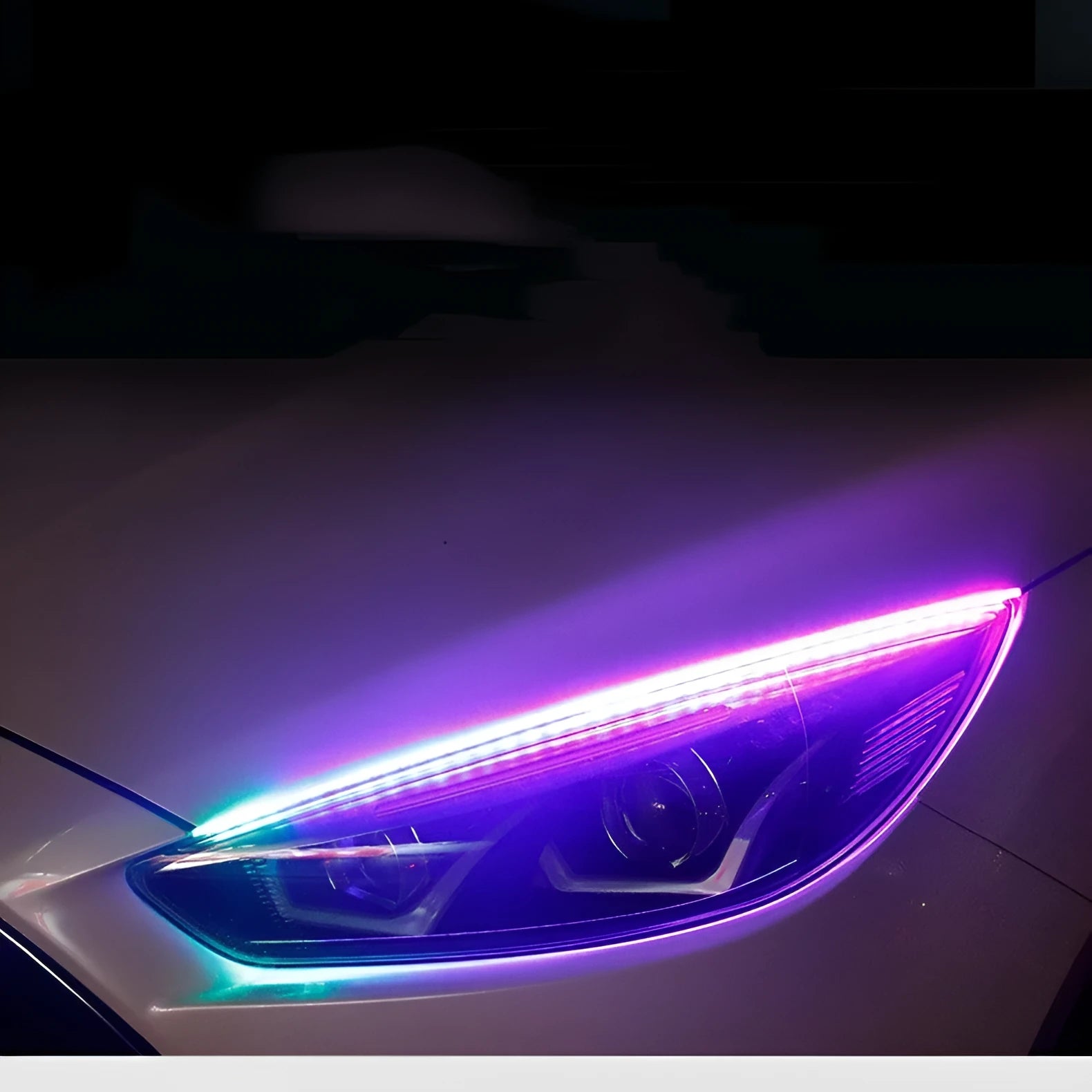 Remote-controlled RGB LED daytime running light strip for General Motors vehicles in 30cm, 45cm, or 60cm length options