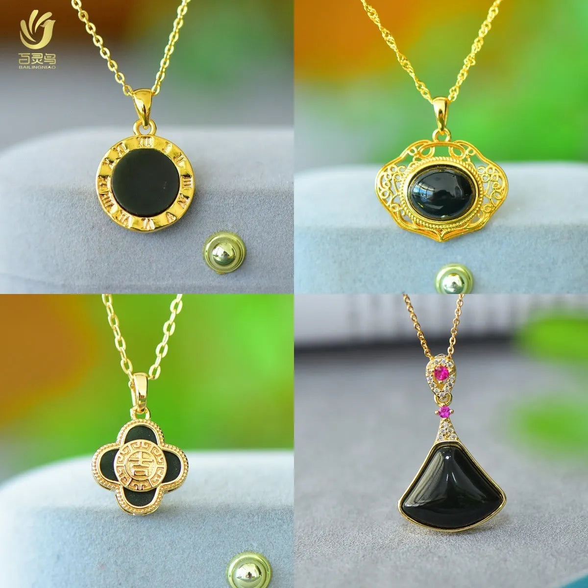 Natural Hetian Jade flat pendant with copper inlay detailing on chain, minimalist contemporary jewellery