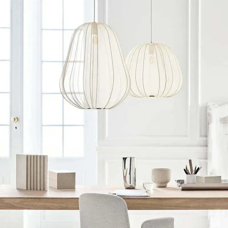 Japanese style net pumpkin ceiling lamp with iron construction and LED tricolour lighting