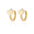 Women's heart-shaped zircon stud earrings with stainless steel construction and ear clip design