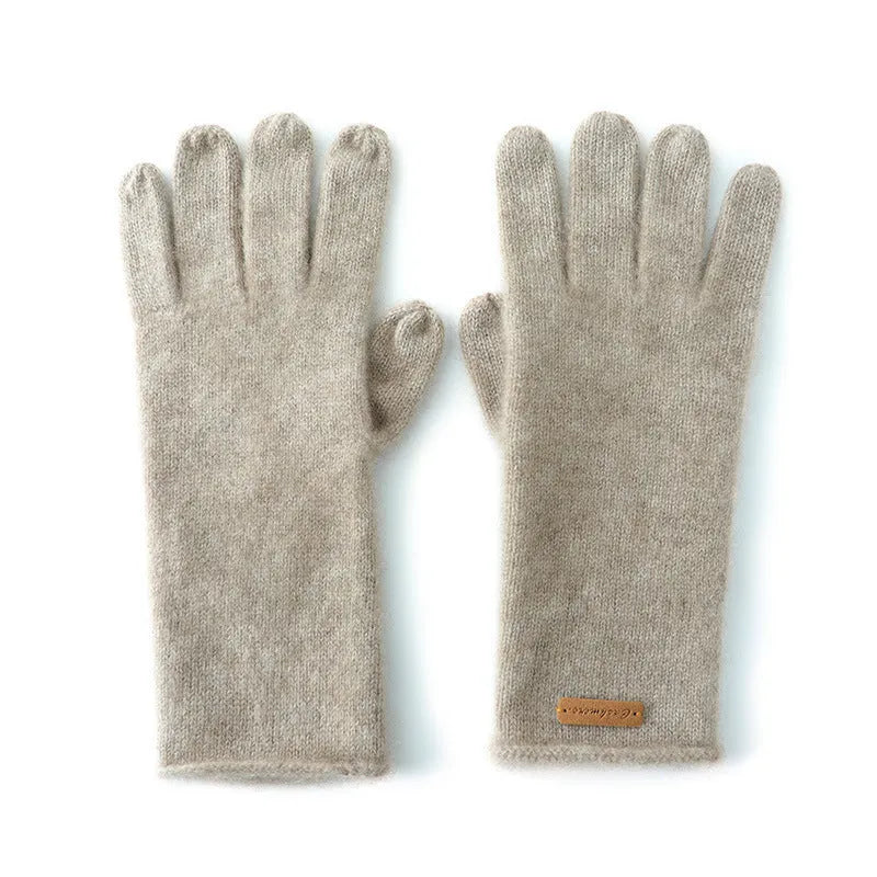 Cashmere winter unisex gloves with jacquard pattern, touch screen function, in black colour option