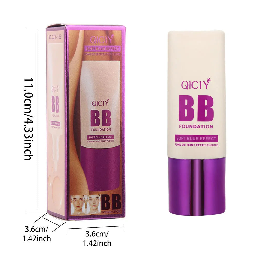 Feeding bottle containing liquid foundation BB cream in one of ten available shades.