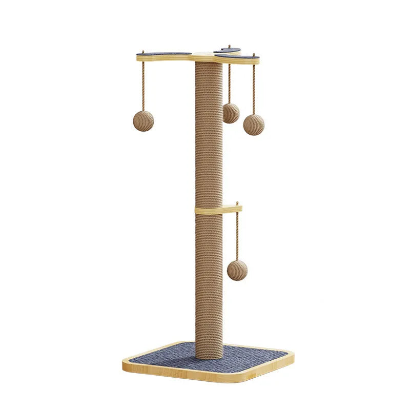 Scratch-resistant chip hanging ball cat climbing frame with pine wood construction and windmill design