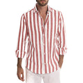 Men's yarn-dyed striped loose long-sleeved shirt in cardigan style with six colour options