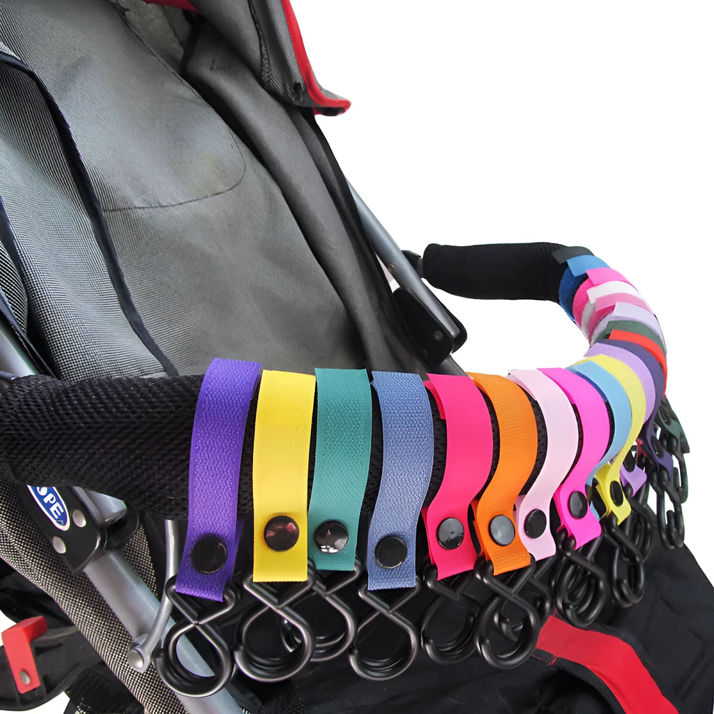 Nylon luggage Velcro hook showing colour options including black, red, blue, green and fluorescent choices