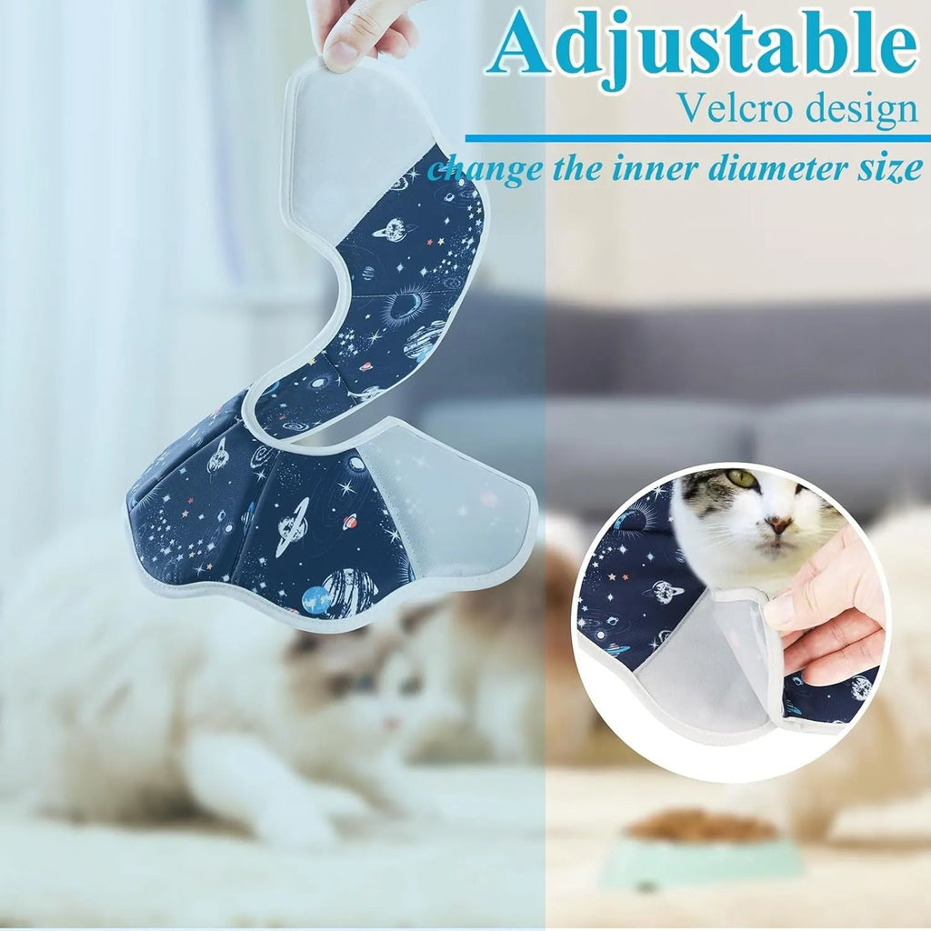 Soft adjustable cat recovery cone collar in Constellation colour for post-surgery wound protection