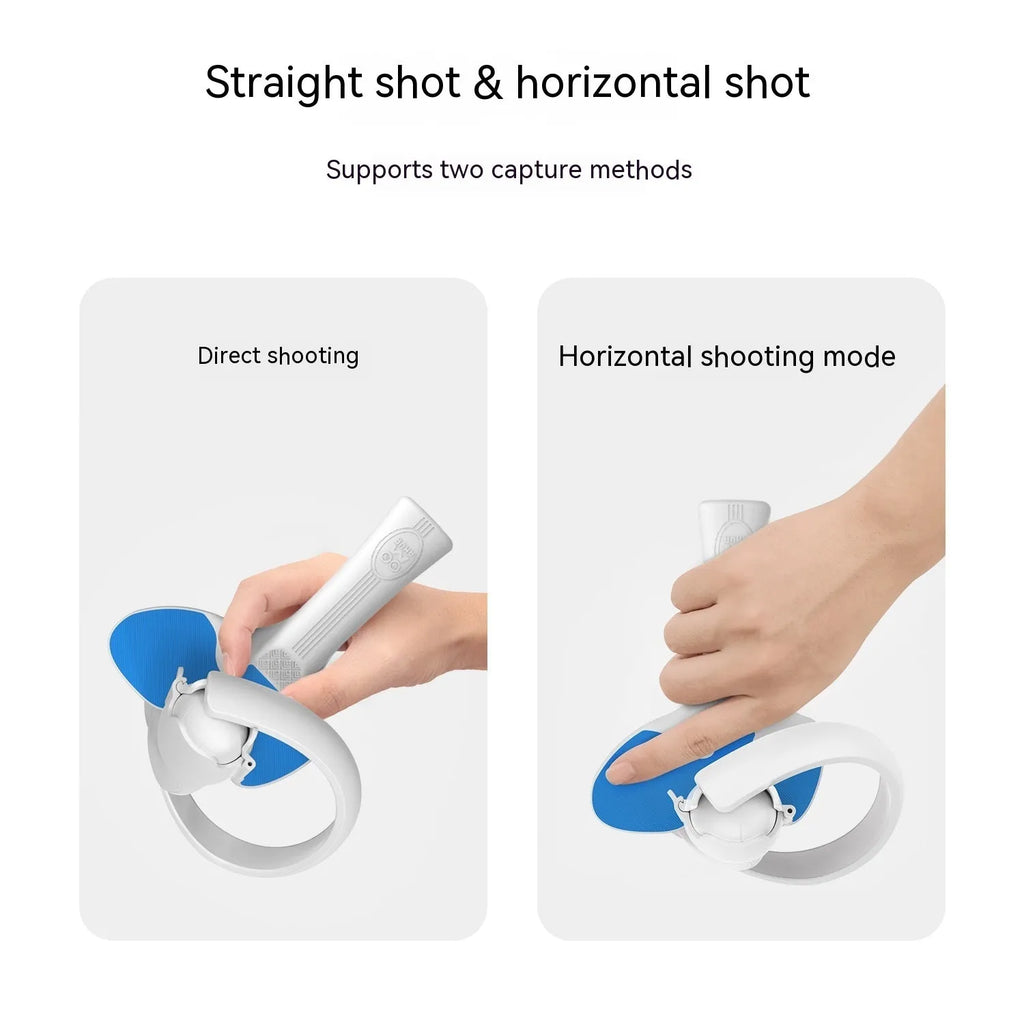 Red and blue PICO 4 VR controller table tennis hand grip accessory showing plastic silicone construction