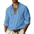 Men's plus size loose fit long sleeve linen blend shirt in solid colour options