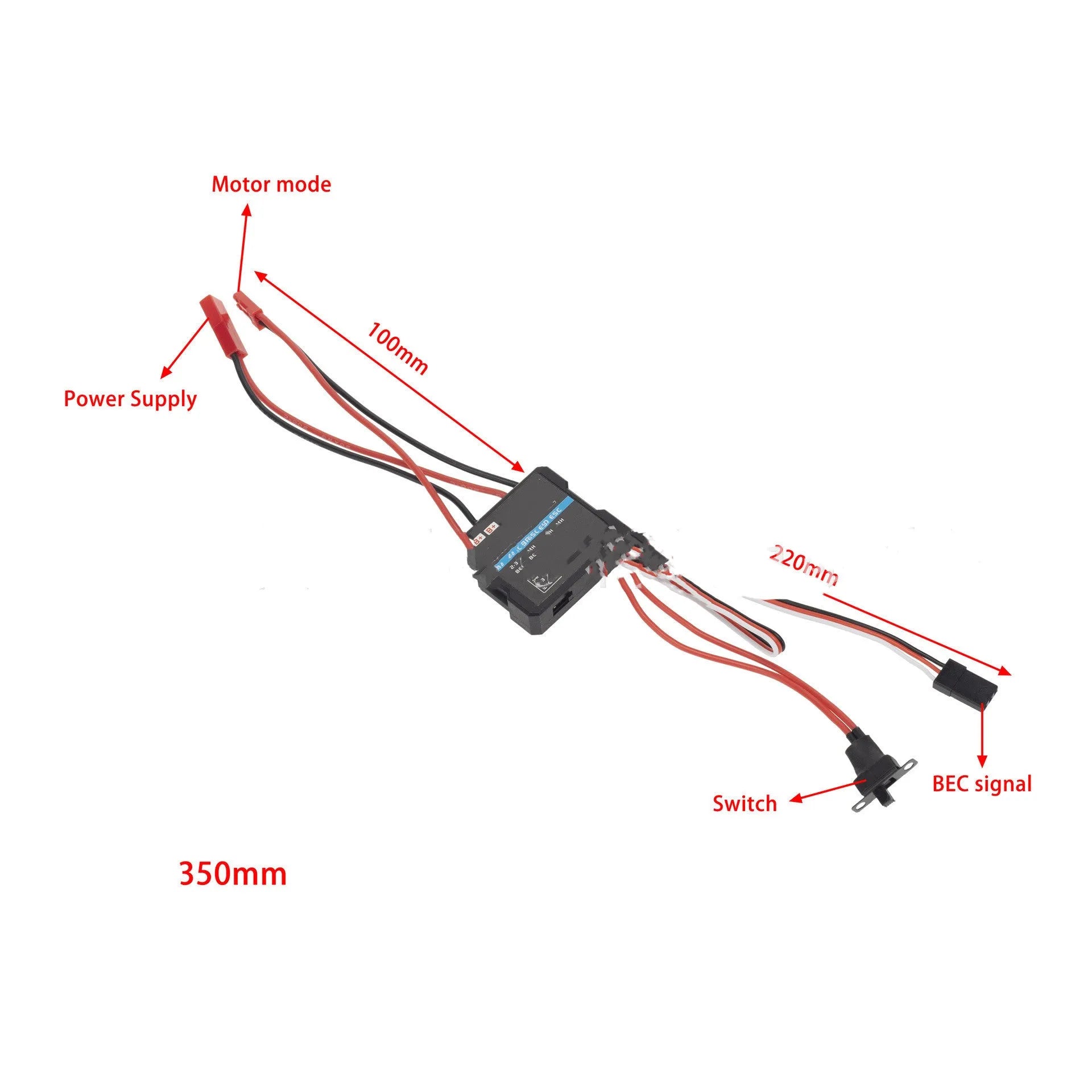 40A brushed electronic speed controller for 1/16 and 1/18 scale RC trucks and climbing vehicles