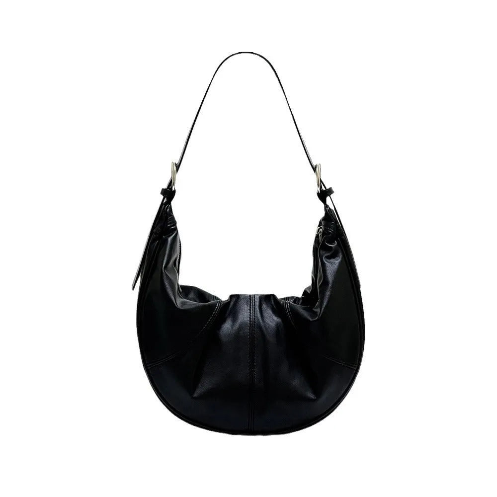 Women's first layer cowhide leather dumpling shape shoulder bag in black, pink, silver or white colours